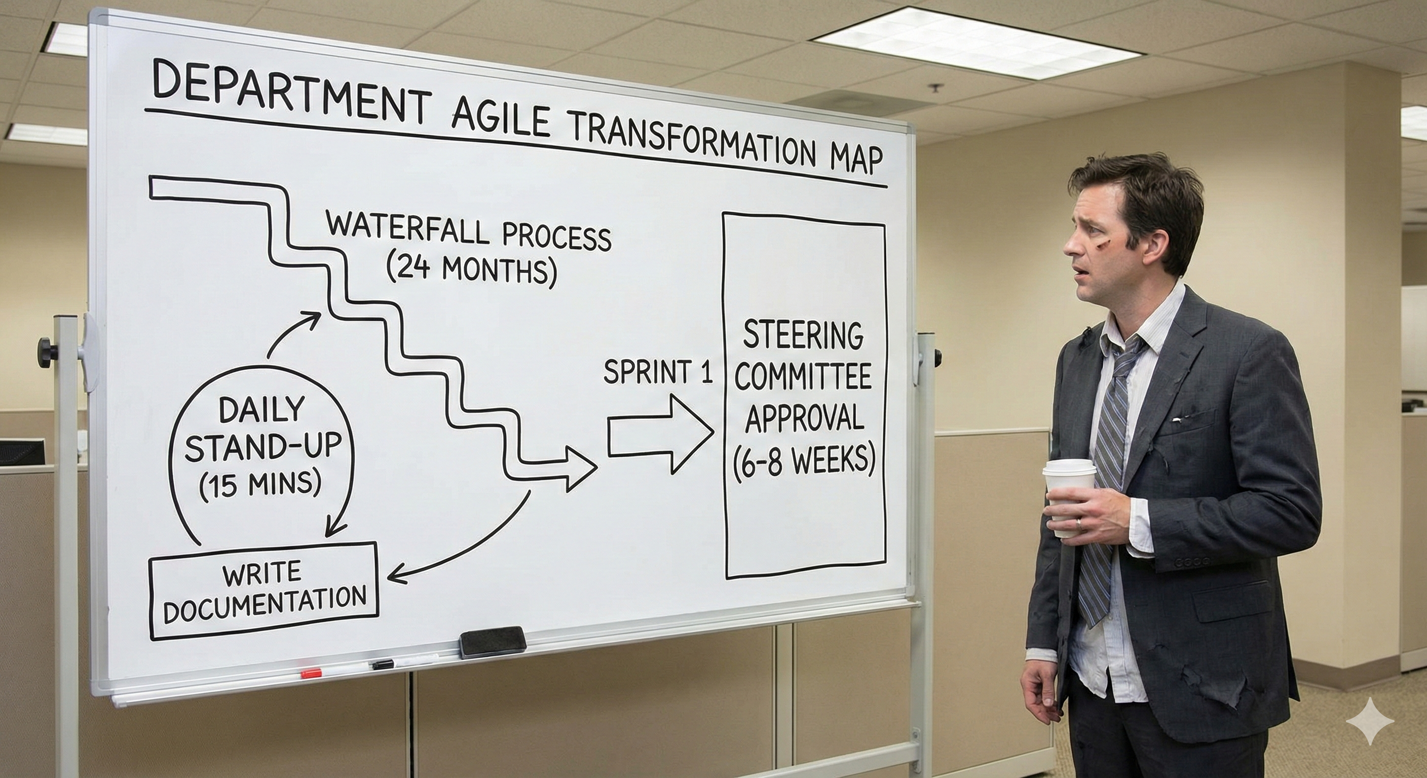 A complex and confusing project management flowchart